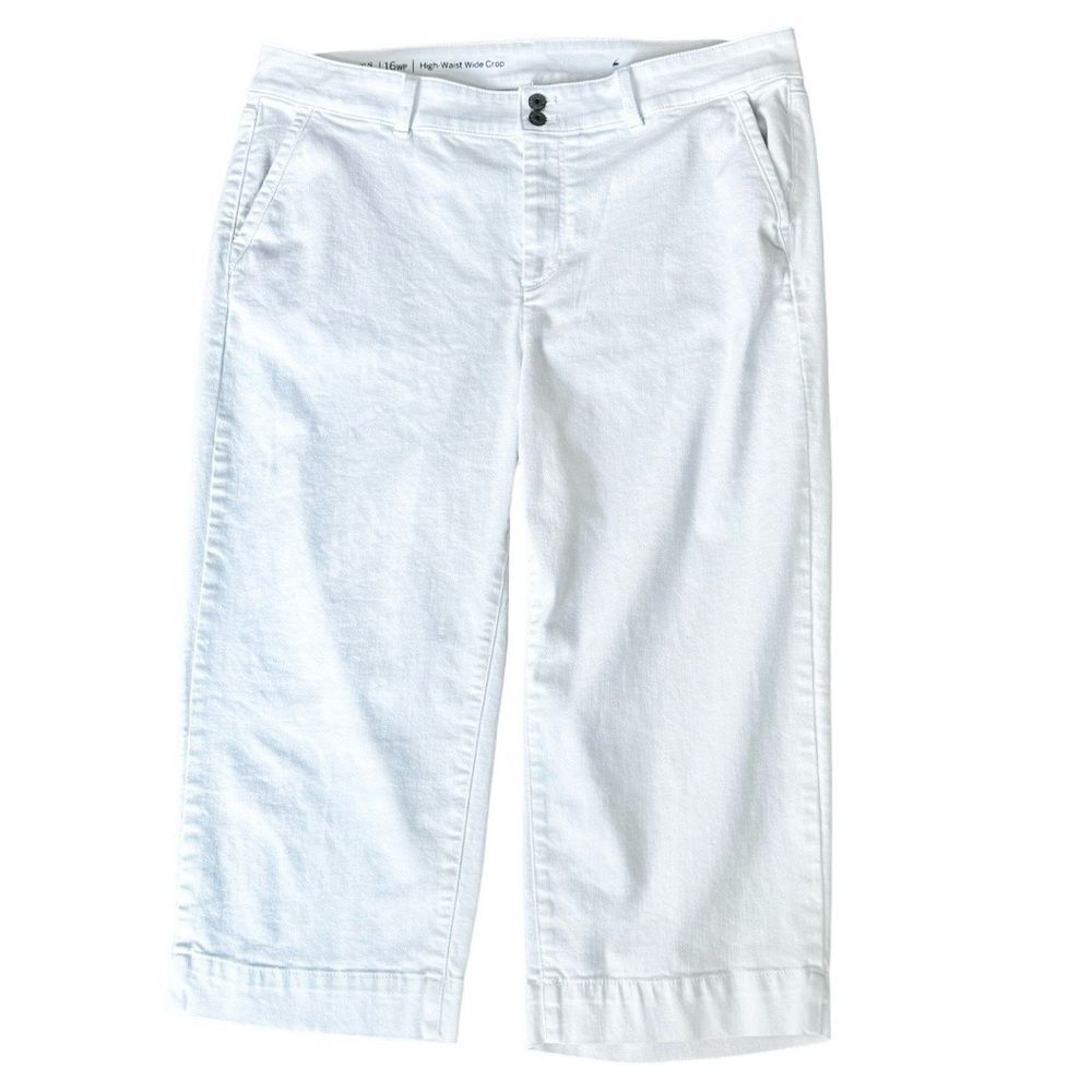Talbots Petites Flawless White High-Waist Wide Leg Crop Pants. Pockets. 16P.